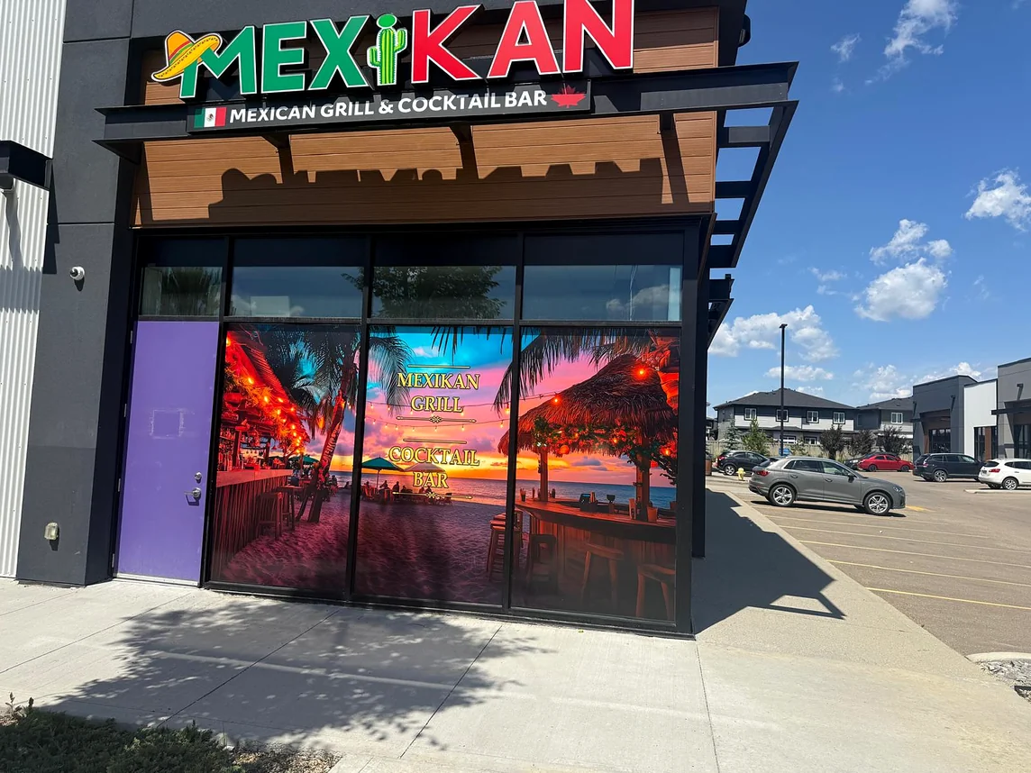 MEXIKAN storefront and sign at 6482 Cartmell Place SW, Edmonton
